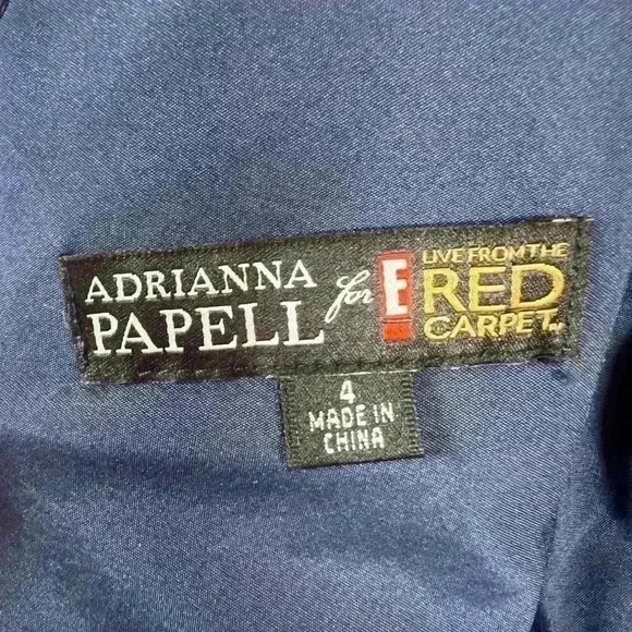 Adrianna Papell Navy Shimmer Embroidered Lace Short Formal Dress Size 4 - Picture 11 of 13